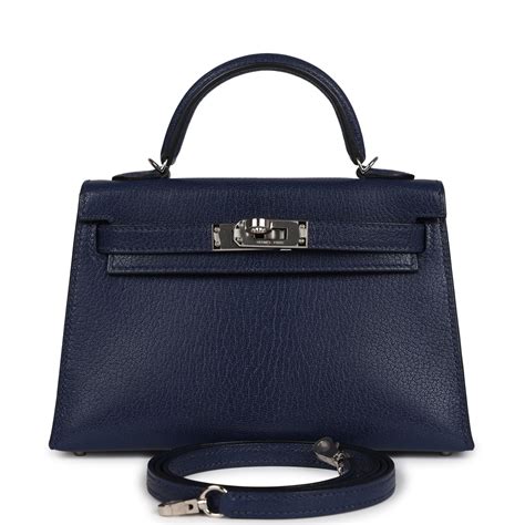 Hermes Kelly Sellier 20 Bleu Saphir Chevre Palladium Hardware